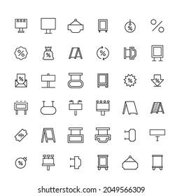 Set of advertising related vector line icons. Premium linear symbols pack. Vector illustration isolated on a white background. Web symbols for web sites and mobile app. Trendy design.