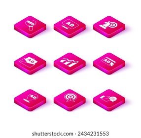 Set Advertising, Target, Financial growth increase, Customer product rating, Chess and  icon. Vector