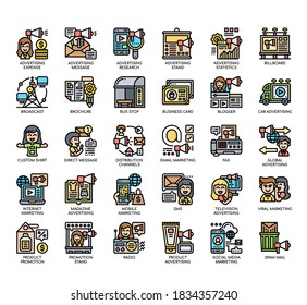 Set of advertising thin line and pixel perfect icons for any web and app project. 