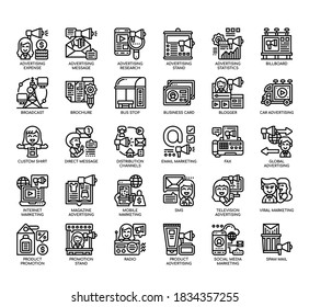 Set of advertising thin line and pixel perfect icons for any web and app project. 