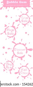 Set of advertising words in bubble gum style for business banner, poster. Total sale, Huge sale, Discount sale, Buy now, Half price. Vector collection of design stickers. Part 3