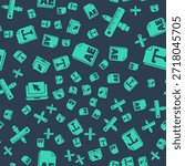 Set AE file document, Crossed ruler and pencil, Laptop and cursor and Text file document on seamless pattern. Vector