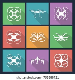 Set of aerial drone footage emblems.
