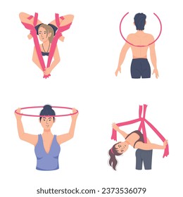 Set of Aerial Gymnastics Flat Characters 


