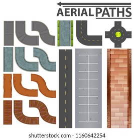 Set of aerial paths illustration