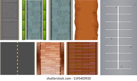 Set of aerial view of road illustration