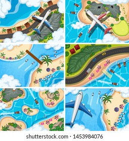 Ilustración de escenas de vista aérea
