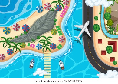 Set of aerial view scenes illustration