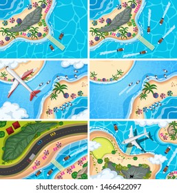 Ilustración de escenas de vista aérea