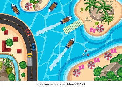 Set of aerial view scenes illustration