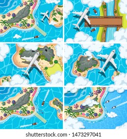 Ilustración de escenas de vista aérea