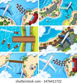 Ilustración de escenas de vista aérea