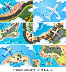 Ilustración de escenas de vista aérea