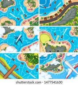 Ilustración de escenas de vista aérea