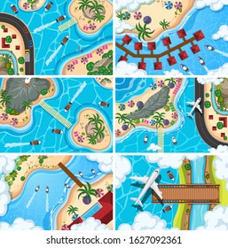 Ilustración de escenas de vista aérea