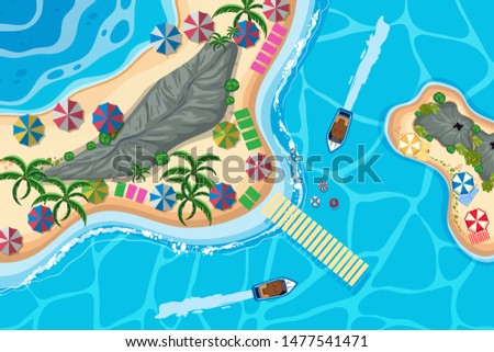 Set of aerial view scenes illustration