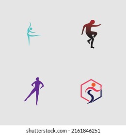 set of aerobic logo vector illustration design template
