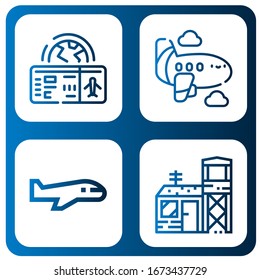 Set of aeroplane icons. Such as Boarding pass, Airplane, Military base , aeroplane icons