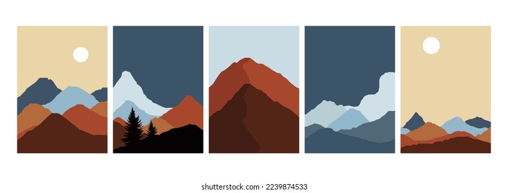 Set of aestethic landscape poster - card - cover - invitation - wall decor