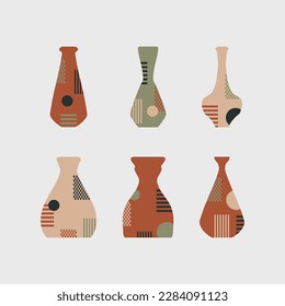 set of aesthethic vase minimalist illustration vector