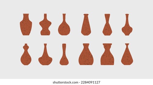 set of aesthethic vase minimalist illustration vector