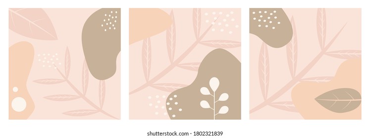 Set of aesthetic abstract background design on pastel color suitable for banner, card, social media post or campaign, poster, flyer, etc. Modern abstract shapes background with copy space text.