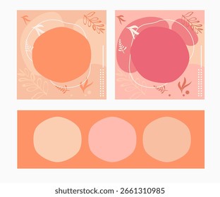 Conjunto de layout abstrato estético para alimentação instagram. Ilustração vetorial do plano de fundo abstrato