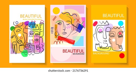 set of aesthetic abstract person character line art,sketch, object and various doodles vector illustration background. Contemporary modern trendy design for wall art,print,cover, poster.