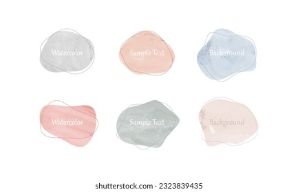 Set of Aesthetic Blob Watercolor Frame Background