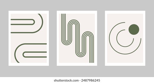 Un conjunto de estética de pósters abstractos geométricos de color simple .Diseño para el Fondo de pantalla, decoración de la pared, fondo, cubierta, impresión, tarjeta