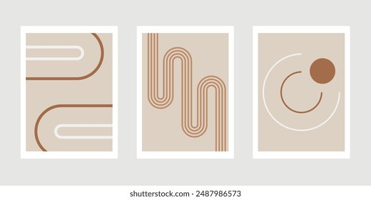 Eine Reihe von ästhetischen geometrischen abstrakten Poster einfarbig. Design für Bildschirmhintergrund, Wanddekor, Hintergrund, Cover, Druck, Karte