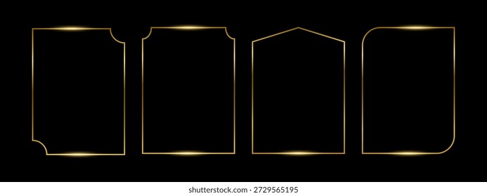 Set of aesthetic golden line frames, text boxes vector elements
