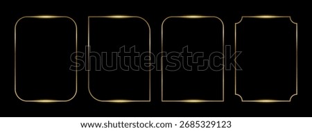 Set of aesthetic golden line frames, text boxes vector elements