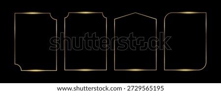 Set of aesthetic golden line frames, text boxes vector elements