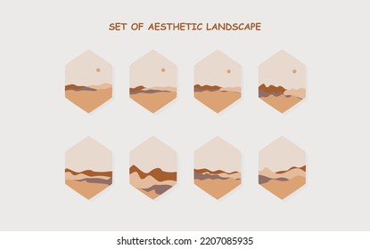 set of Aesthetic landscape. abstract boho landscape