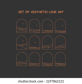 Set of aesthetic line art