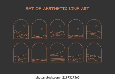 Set of aesthetic line art