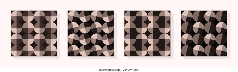 Set of aesthetic, modern hand drawn geometric printable seamless pattern. Minimal geo backgrounds ideas for textile, home decor, banner, poster, template, business, wall paper, laminates. 