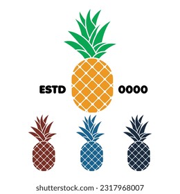 Un conjunto de logotipos estéticos de piña. 