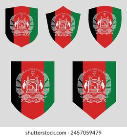 Conjunto de bandera de Afganistán en forma de escudo icono