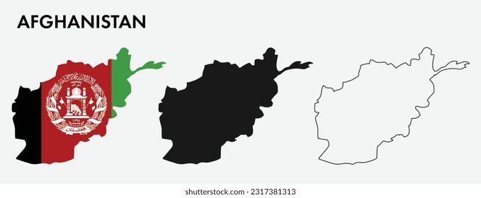 Set of Afghanistan map isolated on white background, vector illustration design