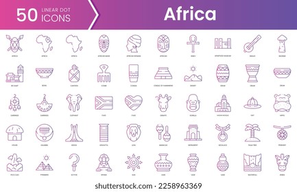 Set of africa icons. Gradient style icon bundle. Vector Illustration