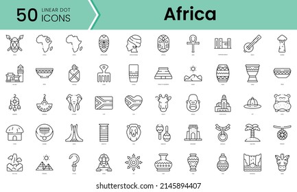 Set of africa icons. Line art style icons bundle. vector illustration