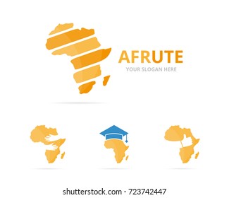 Set of africa logo combination. Safari symbol or icon. Unique continent logotype design template.