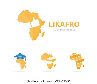 Set of africa logo combination. Safari and best symbol or icon. Unique geography, continent and choice logotype design template.