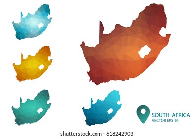 Set of Africa maps. Bright gradient map of country in low poly style. Multicolored country map in geometric style for your infographics. Vector illustration eps 10.