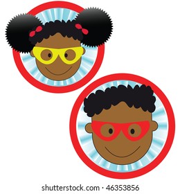 a set of african american boy and girl faces