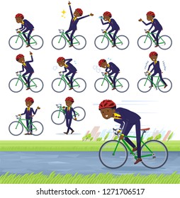 A set of African American businessman on a road bike.There is an action that is enjoying.It's vector art so it's easy to edit.