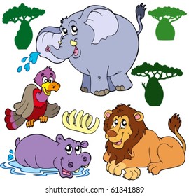 Set of African animals 1 - vector illustration.