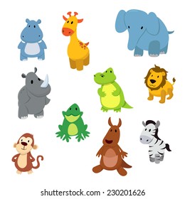 Set of African animals.